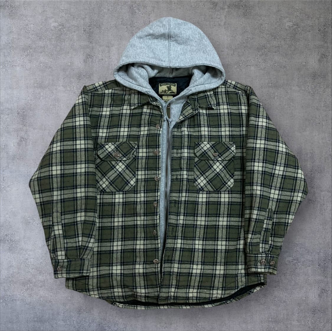 필드앤스트림 후드 레이어드 체크 플란넬 누빔 셔츠 자켓 상품이미지1