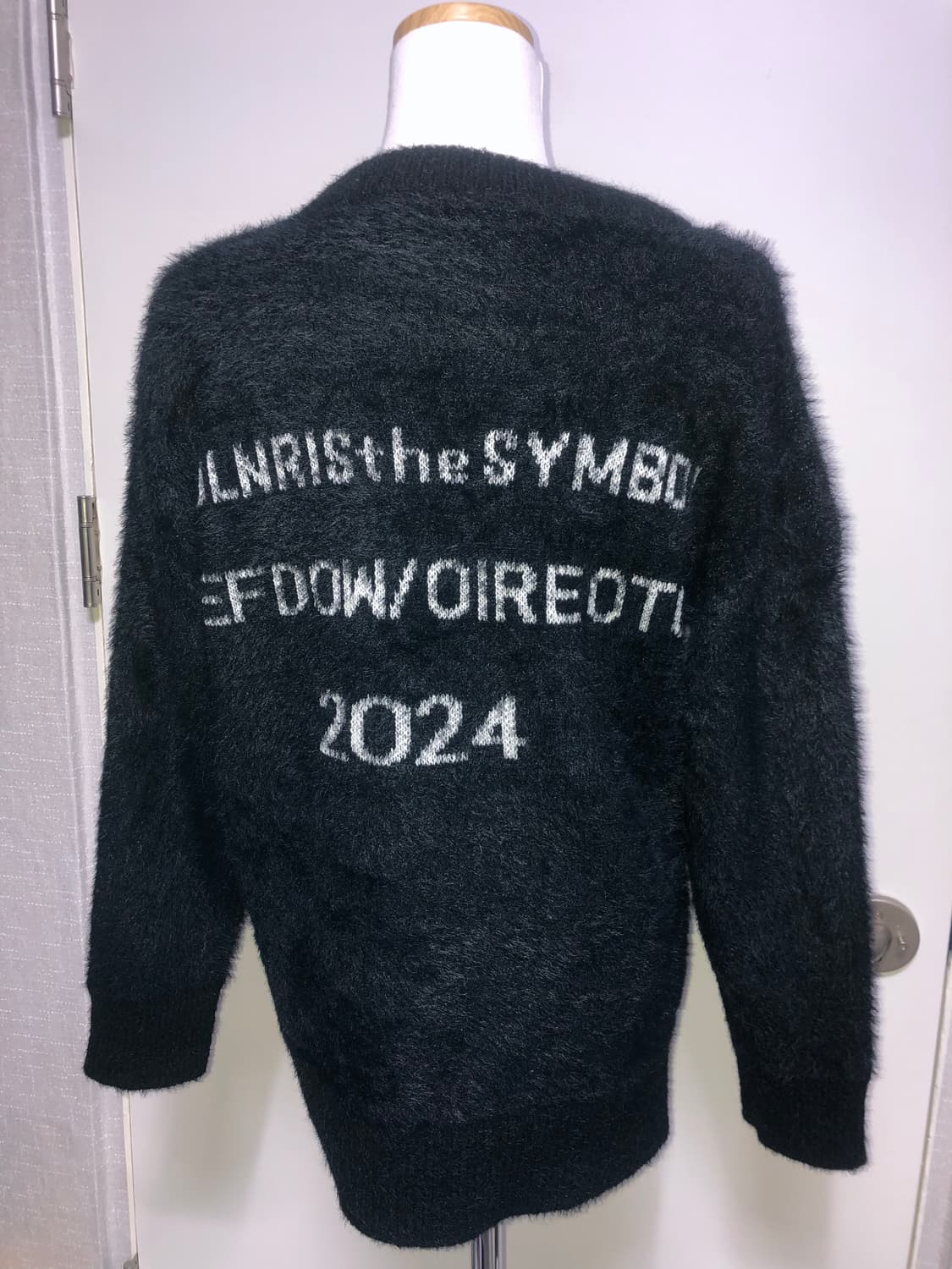 빈티지 구제 별 스타 레터링 패턴 앙고라 루즈핏 니트 상품이미지8