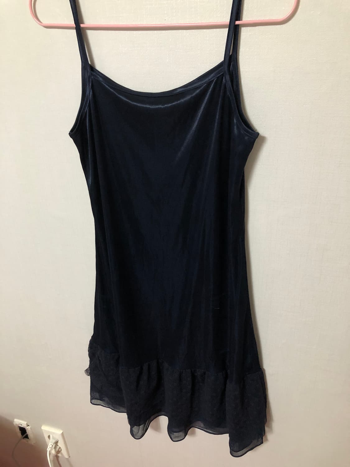 Navy Satin Frill Slip 상품이미지5