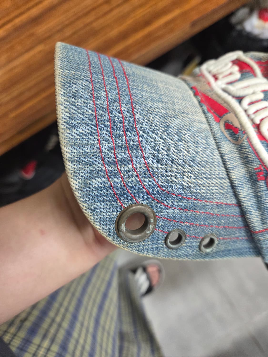 본더치 빈티지 가죽 스트랩 데님 모자 프리 상품이미지7