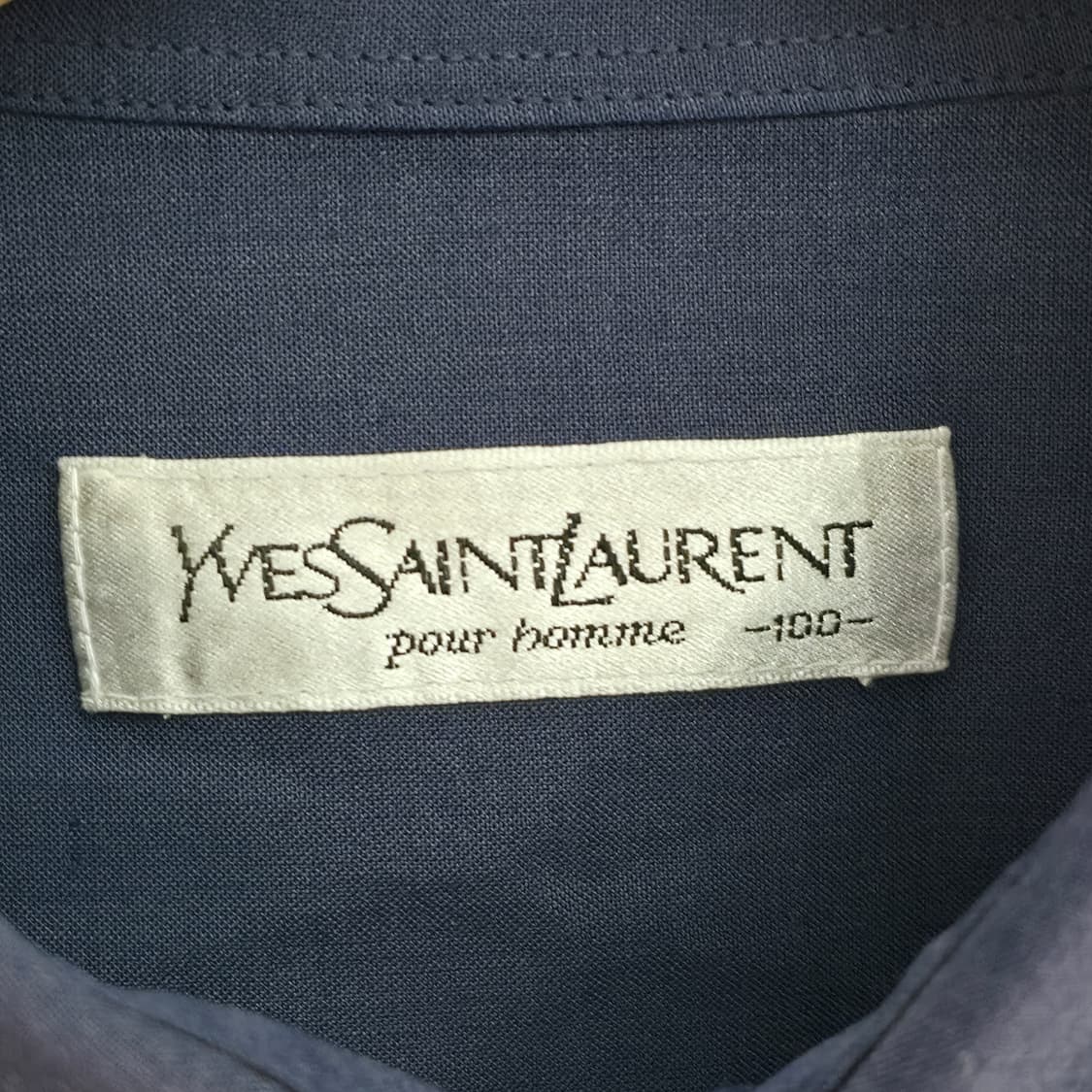 [L] YSL 입생로랑 네이비 반팔 린넨 셔츠 상품이미지5