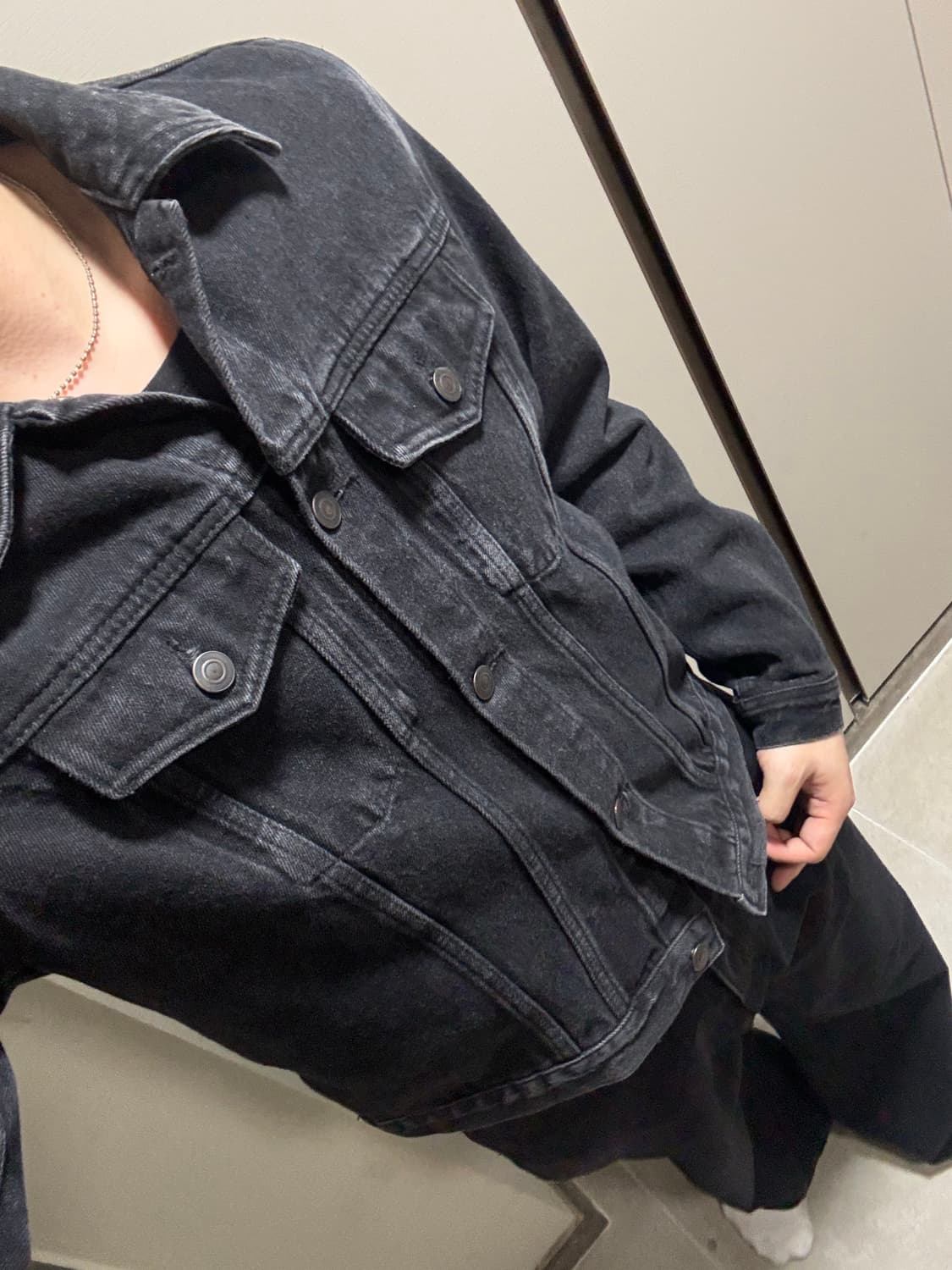 토니웩 데님 트러커 워시드블랙 L 상품이미지1