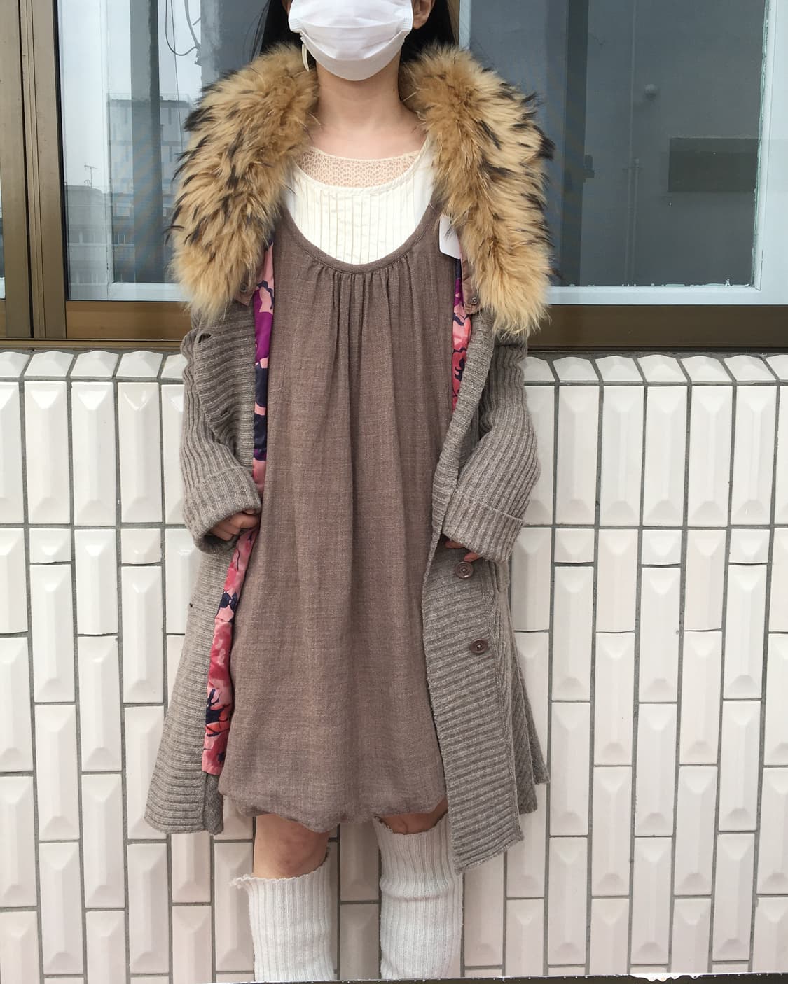 Fur collar point belted knit caridgan 상품이미지5