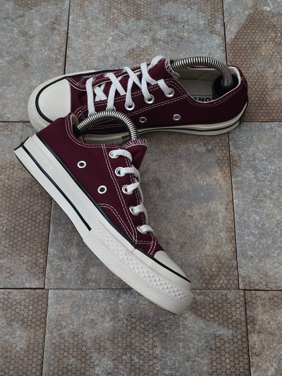 (220)컨버스 척 70 빈티지 캔버스 로우 버건디 스니커즈 상품이미지4