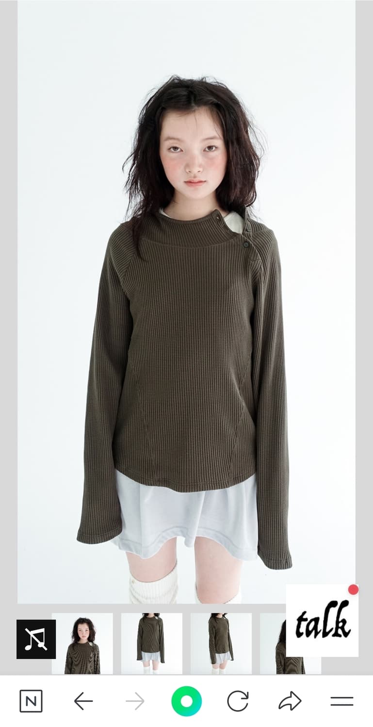 샵페어리 사이드 버튼 와플 후디 카키색 상품이미지1
