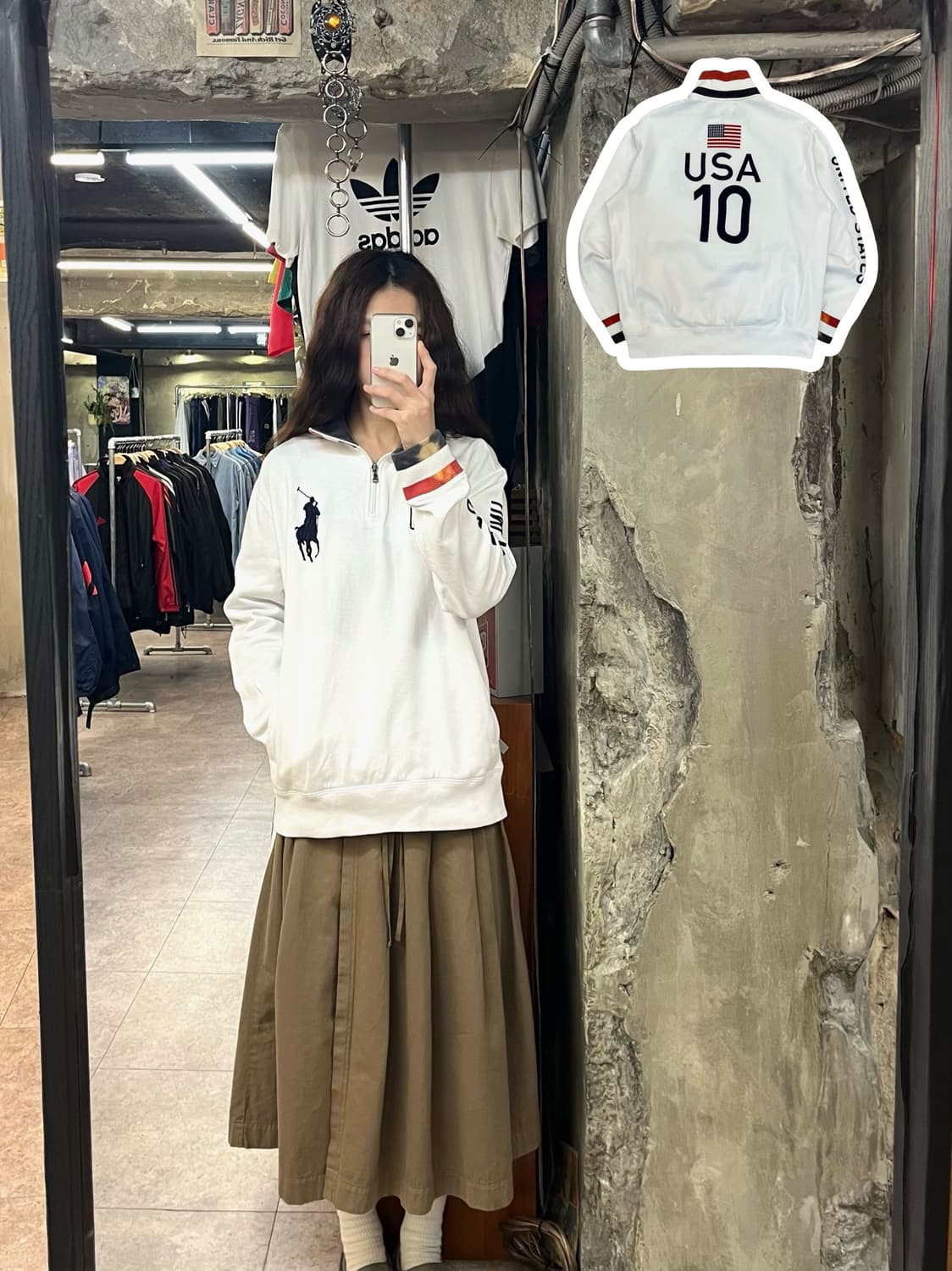 폴로 랄프로렌 USA 빅포니 반집업 맨투맨 화이트  L #csz2684 상품이미지1