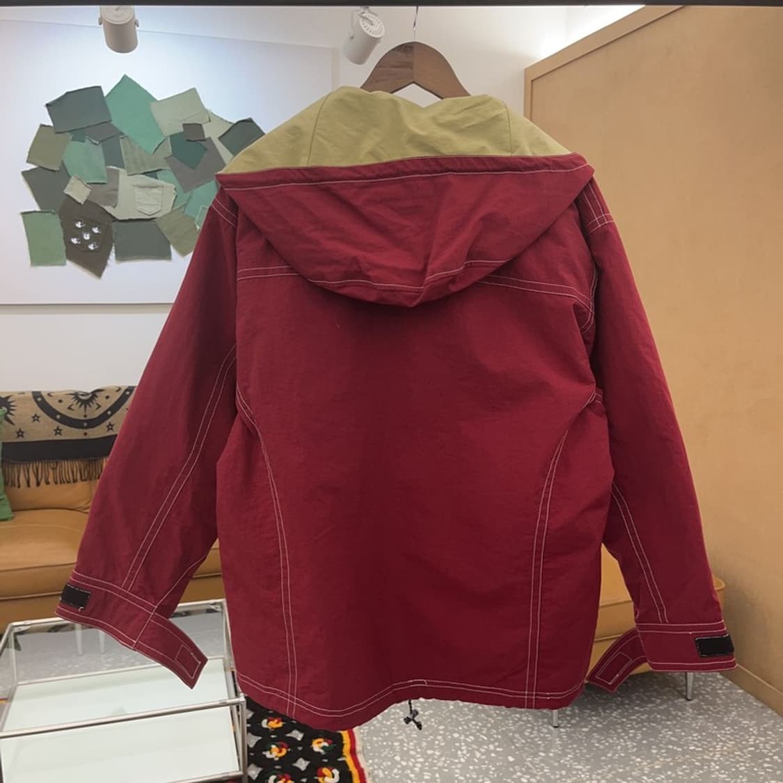 재팬 빈티지 올드스쿨 레트로 버건디와인 누빔 후드자켓 M C08261 상품이미지4