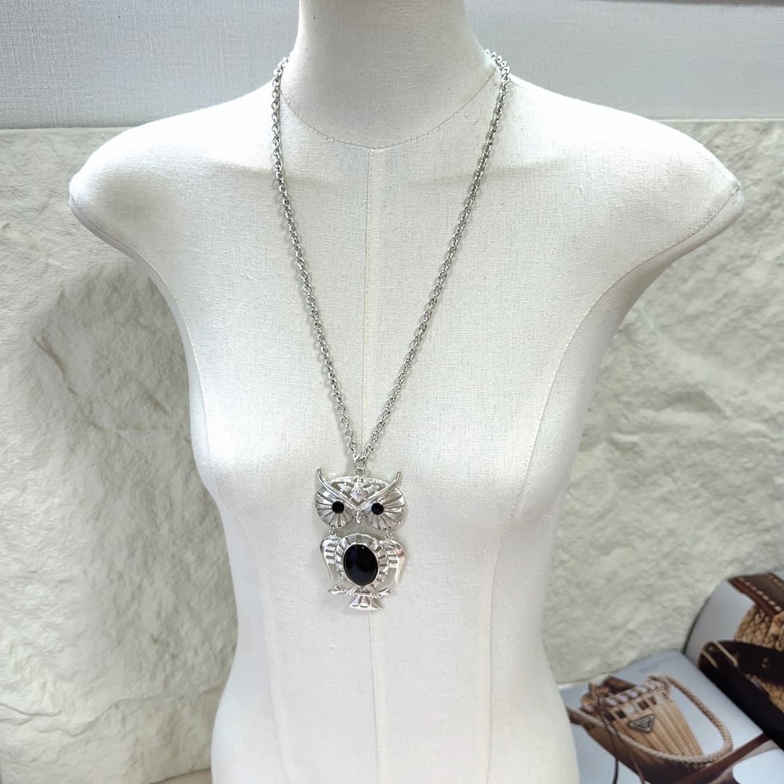 Unisex 빈티지 부엉이 메탈 체인 목걸이 상품이미지1