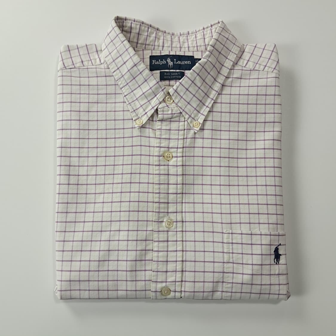 CK166 XL 폴로 90s 홍콩판 빅셔츠 라벤더 스몰체크 셔츠 남방 상품이미지7