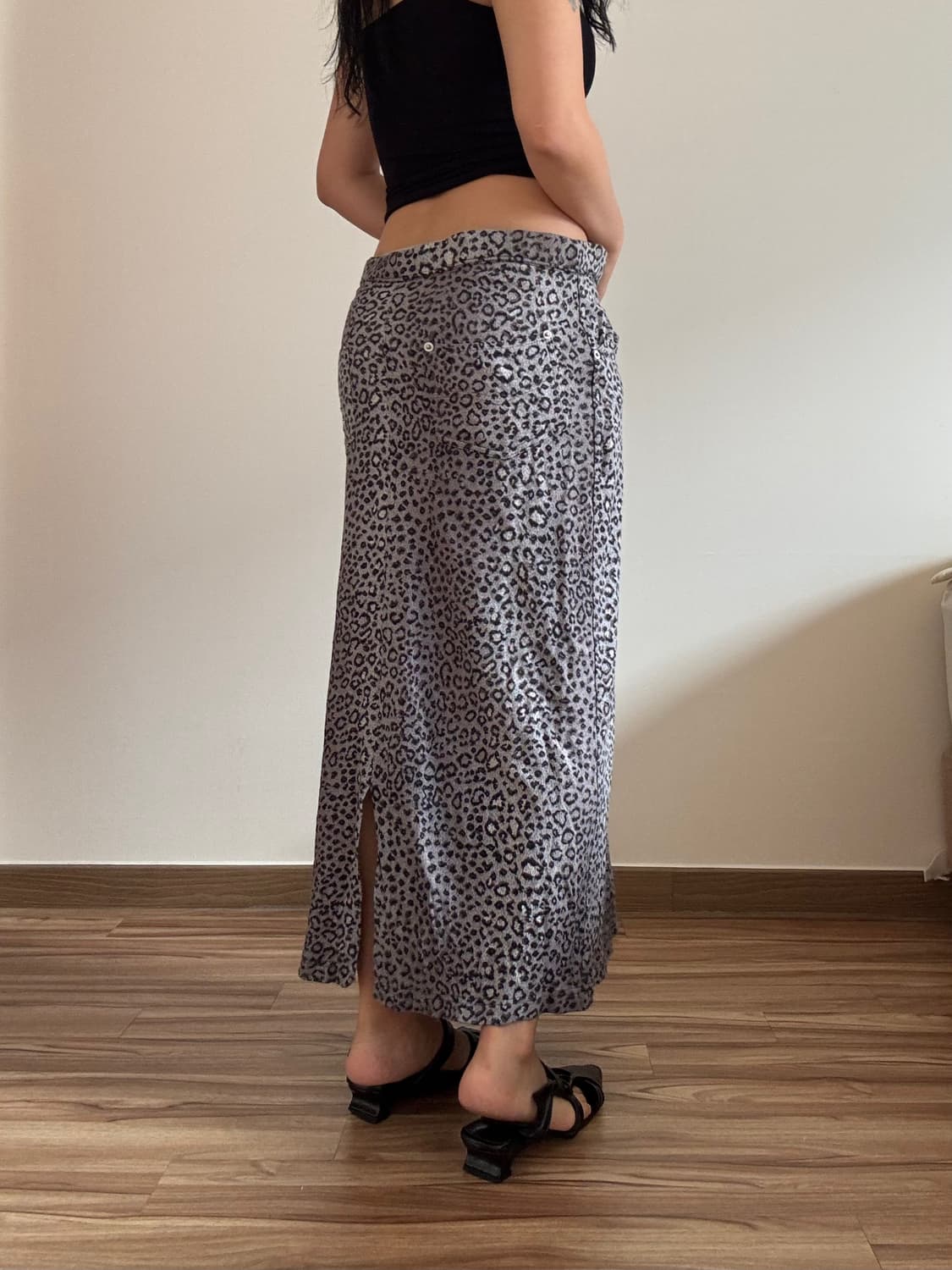 갸루 호피 롱 스커트 상품이미지3