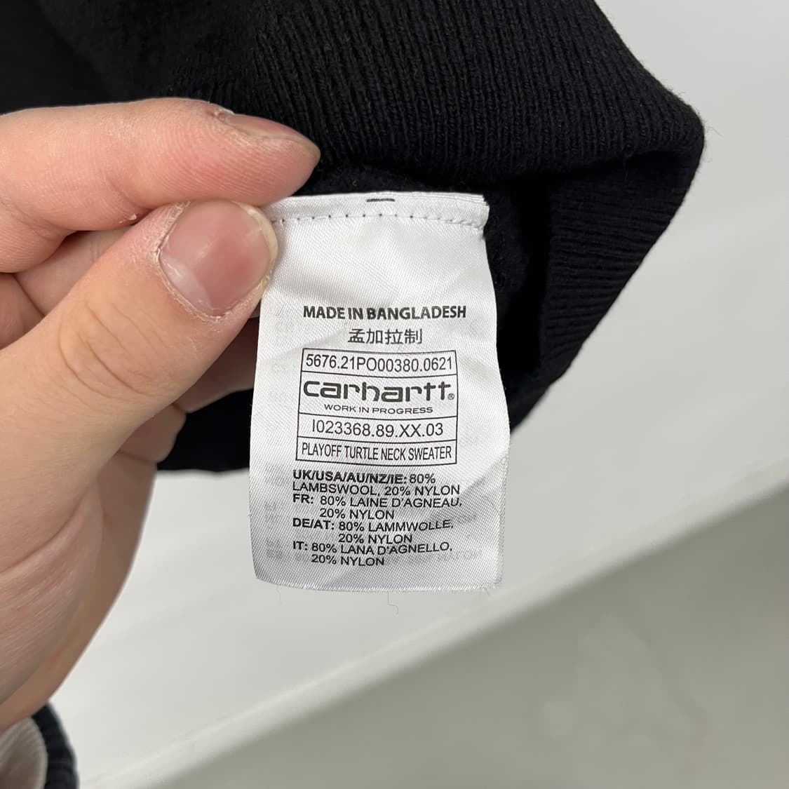 칼하트 블랙 롤넥 니트 남L 상품이미지6