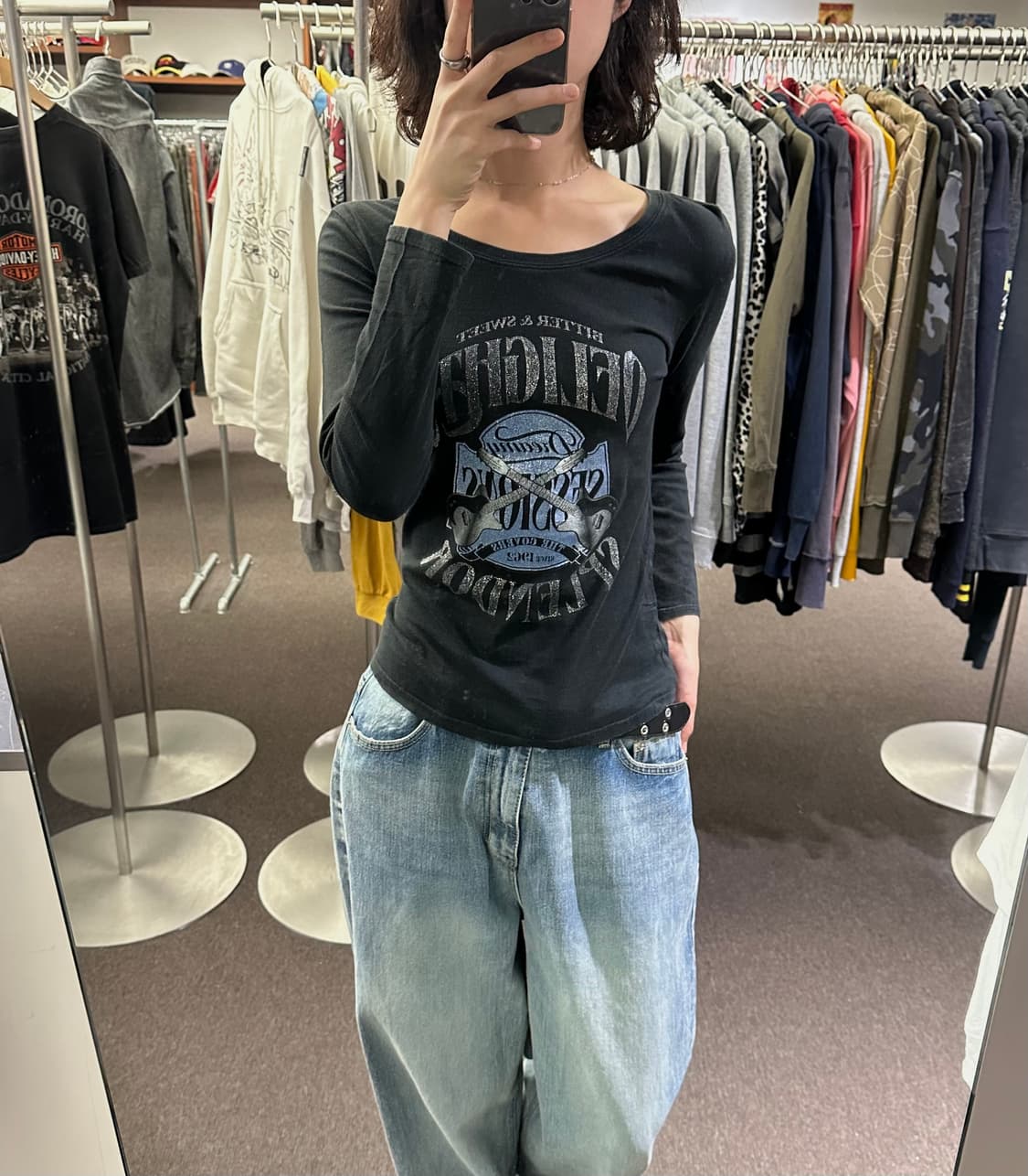 L)Japanese vintage 여성 y2k 그래픽 롱슬리브 상품이미지1