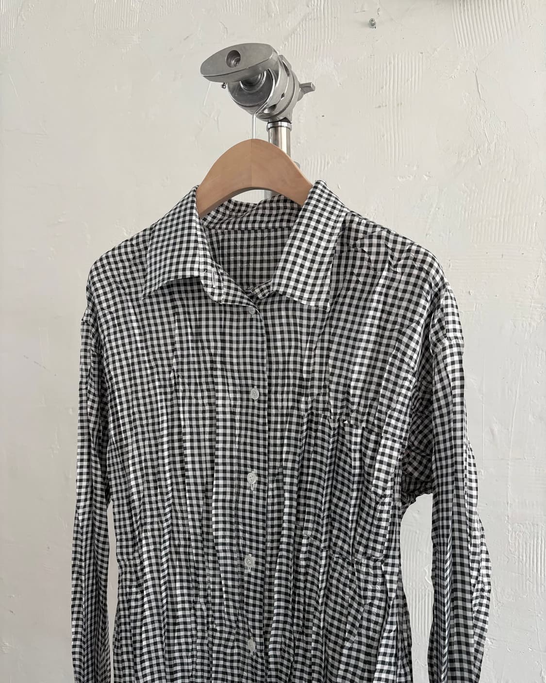 PLEATS PLEASE 플리츠플리즈 체크 링클 셔츠 원피스 상품이미지6