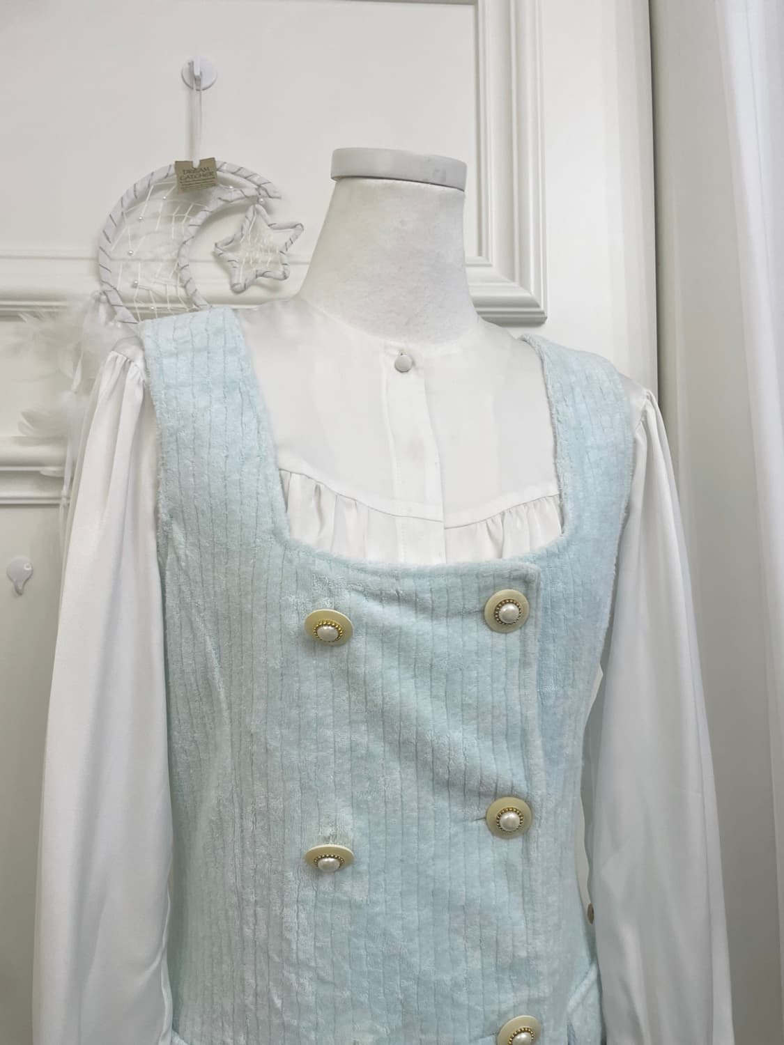 sheer mintblue button point opc&white sh 상품이미지6