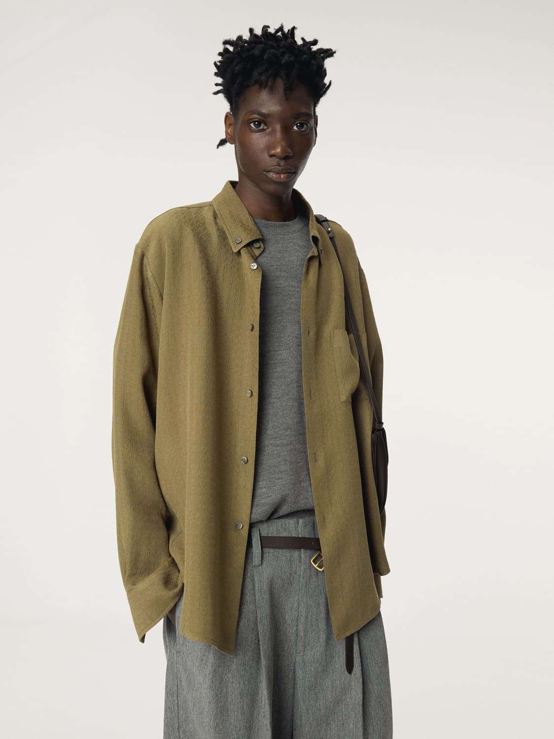 렉토 25FW 빈티지 자카드 셔츠 카키 상품이미지1