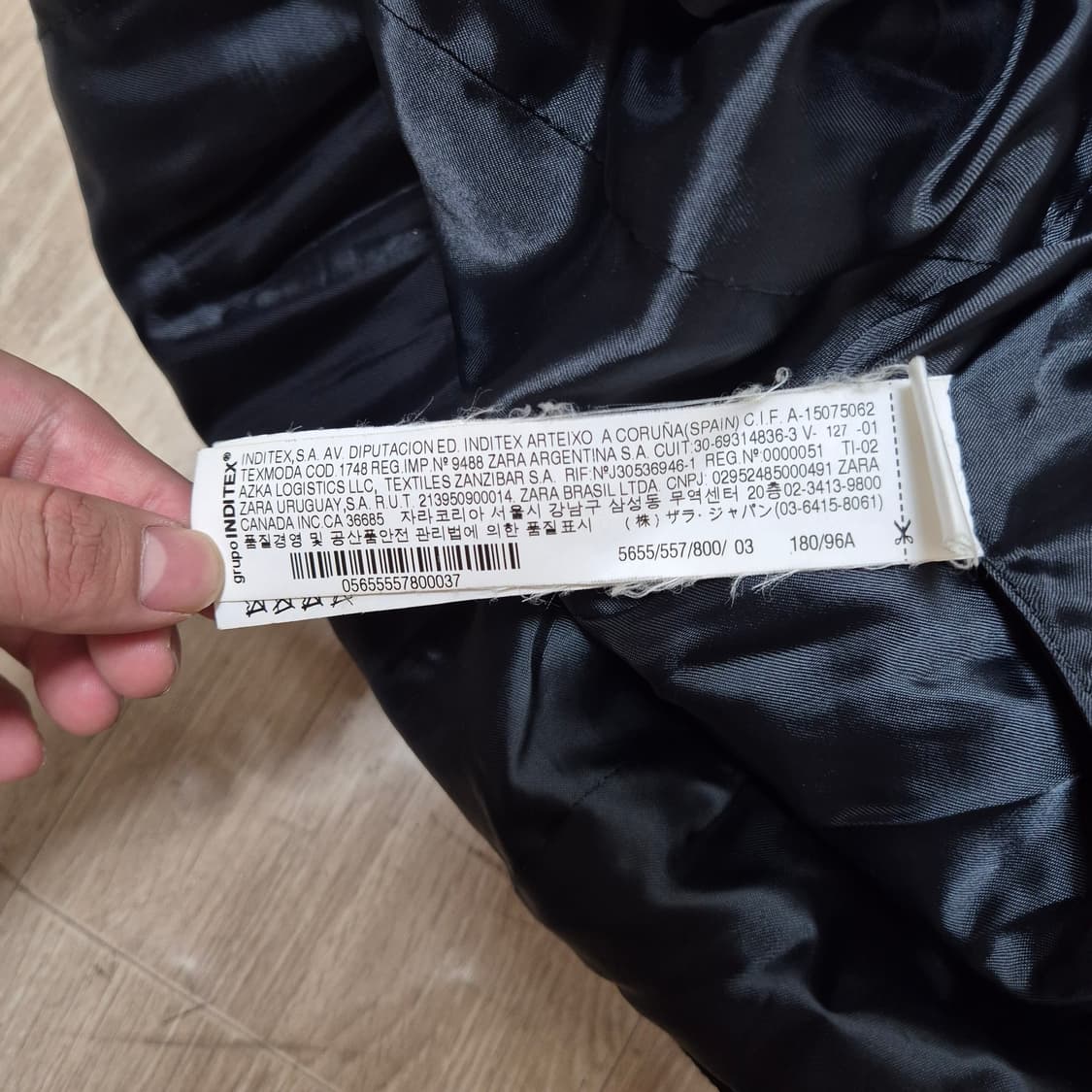 자라 맨 남성 블랙택 모직 빅카라 더플 코트 상품이미지5