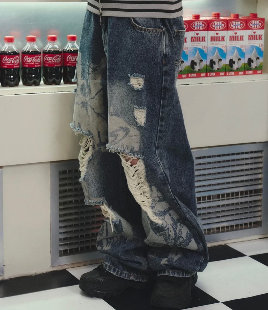 트래블 페인티드 데님 팬츠 인디고 블루 상품이미지1