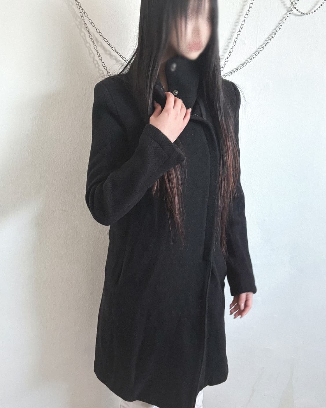 13AW 마틴 마르지엘라 6 사선지퍼 하이넥 드레이프 헤링본 코트 상품이미지1