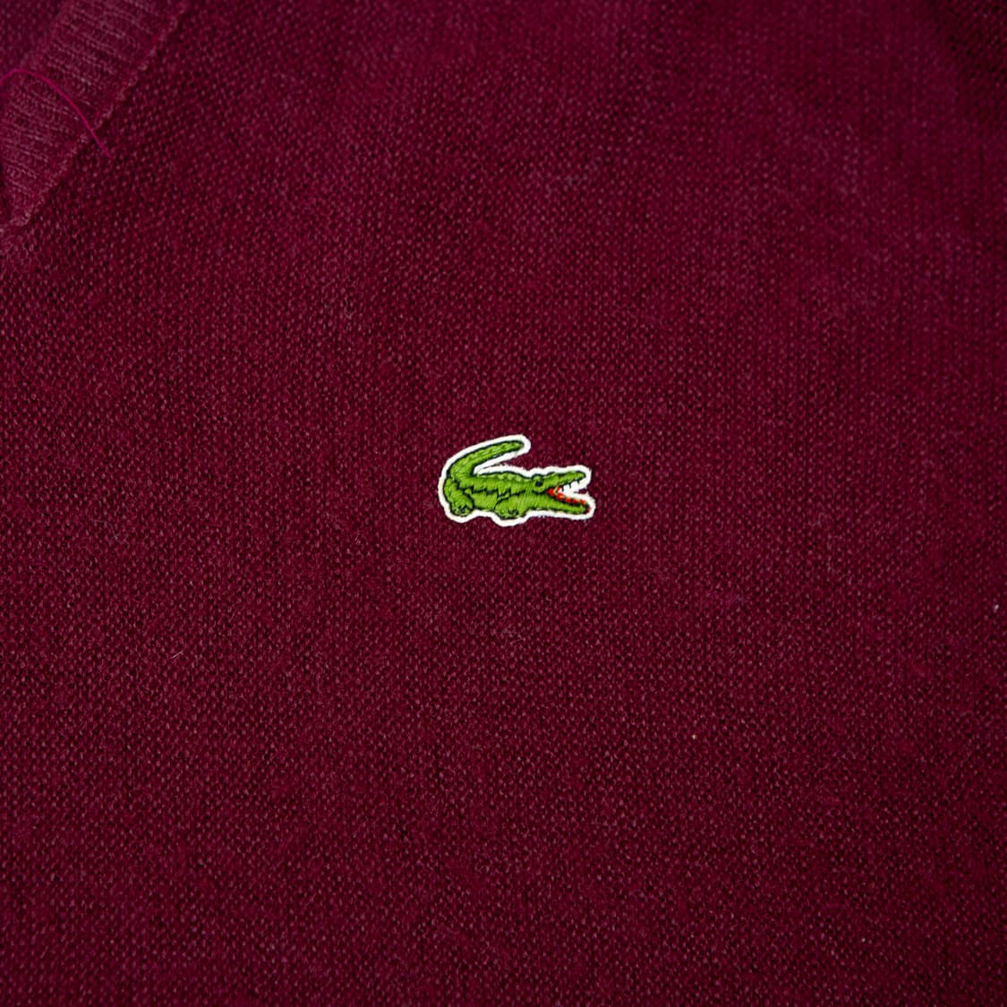 80s IZOD 라코스테 V 넥 니트 버건디 상품이미지3