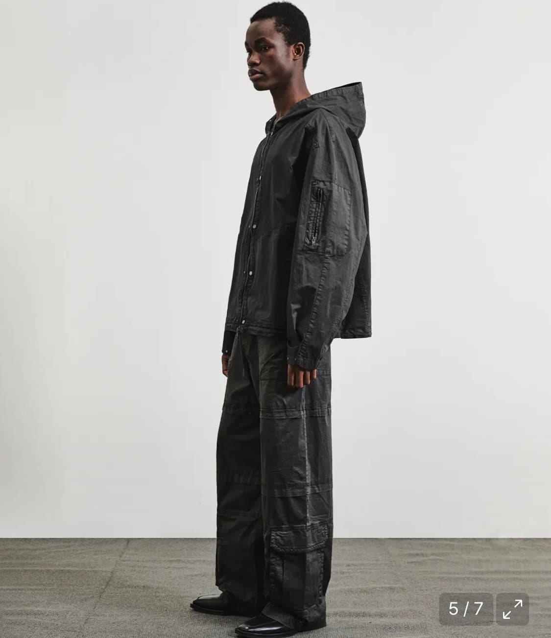 [48] 엘무드 디핀 가먼트 워시드 후드 셔츠 자켓 차콜 그레이 상품이미지7