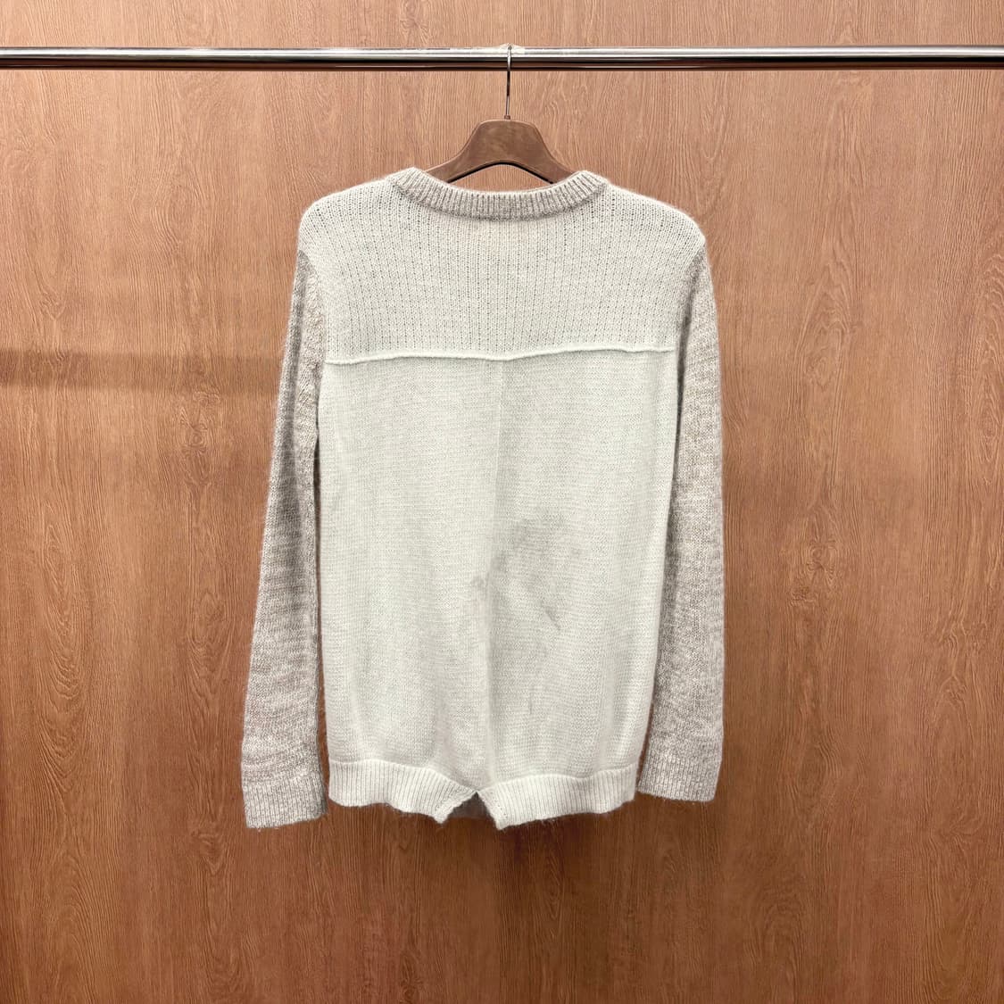 시스템 라운드넥 울 블렌드 니트 케이블 믹스 배색 디테일 베이지 민트 상품이미지3