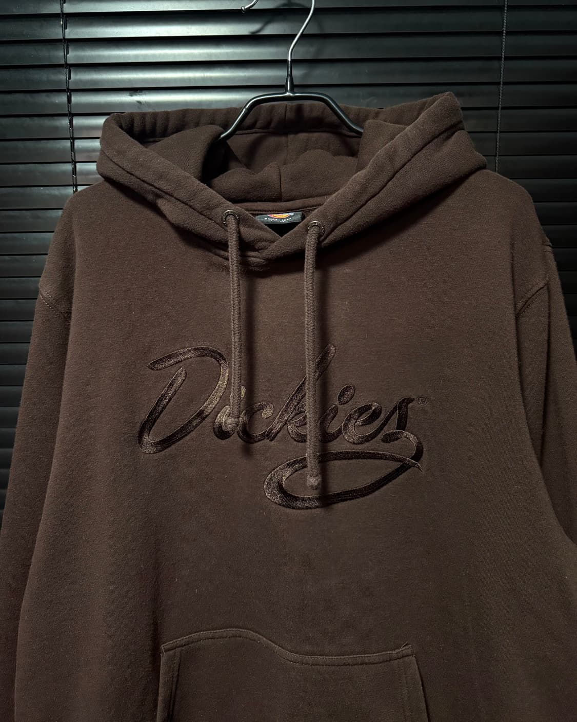 디키즈 브라운 갈색 기모 안감 후드 후디 스웻 셔츠 L 100 로고 자수 상품이미지6