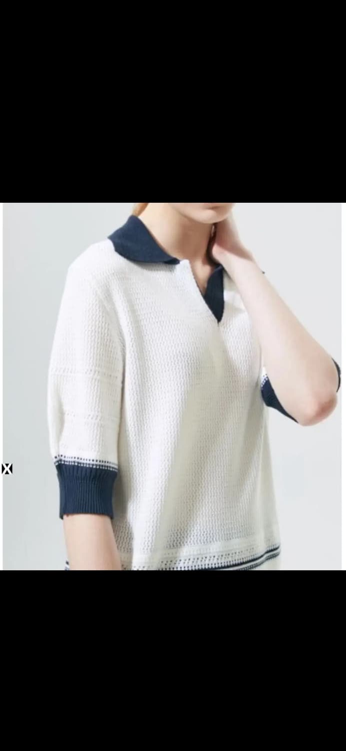 TIME 타임 배색 니트 상품이미지1