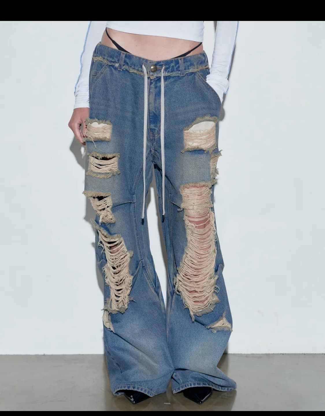 스컬프터Destroyed Denim Pants Brushed Indigo 상품이미지2