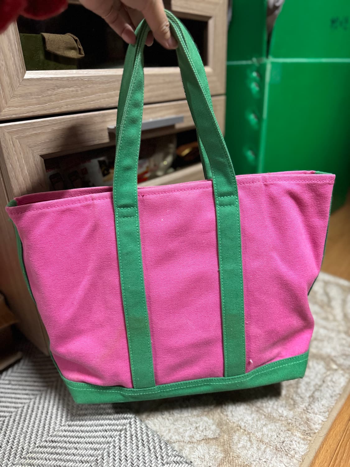 폴로 랄프로렌 핑크 그린 빅포니 토트백  상품이미지4