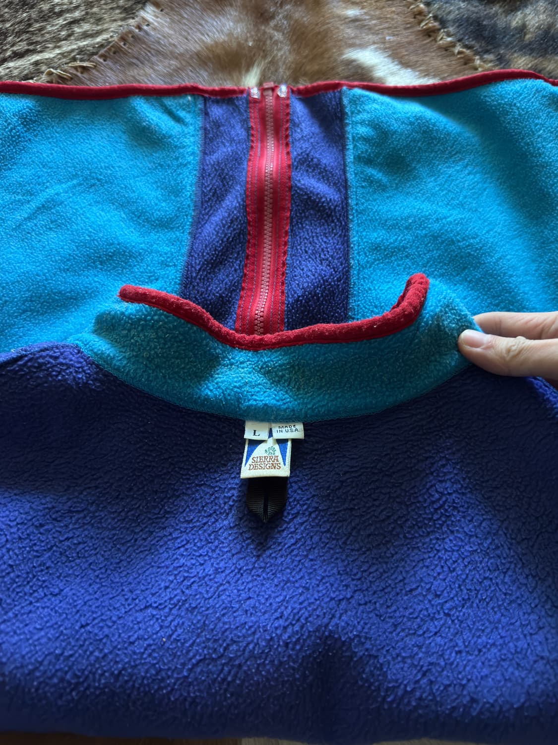 80s USA 시에라디자인 컬러블록 리버시블 플리스 베스트 상품이미지9