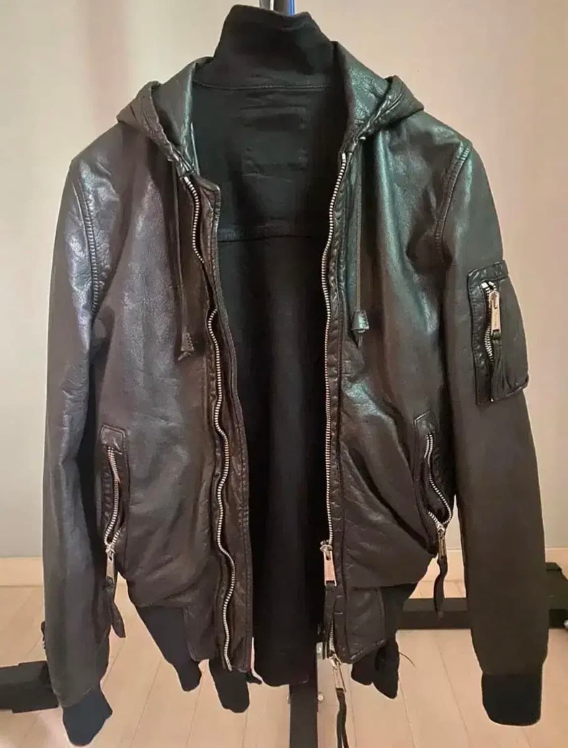 가죽 후드자켓 상품이미지1