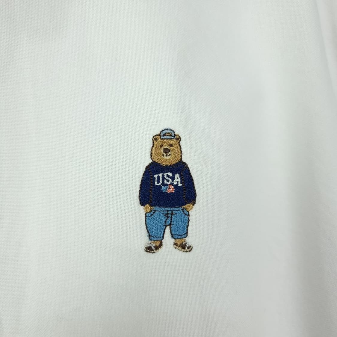 [후아유] 곰돌이 자수 셔츠 화이트 M18959 상품이미지6