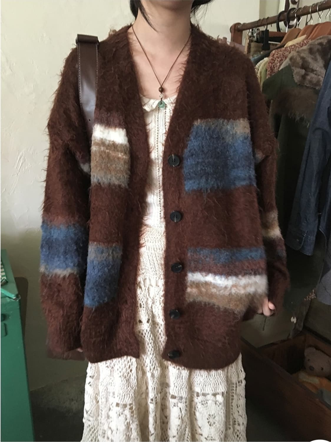 포포리 헤어리 니트가디건 상품이미지3