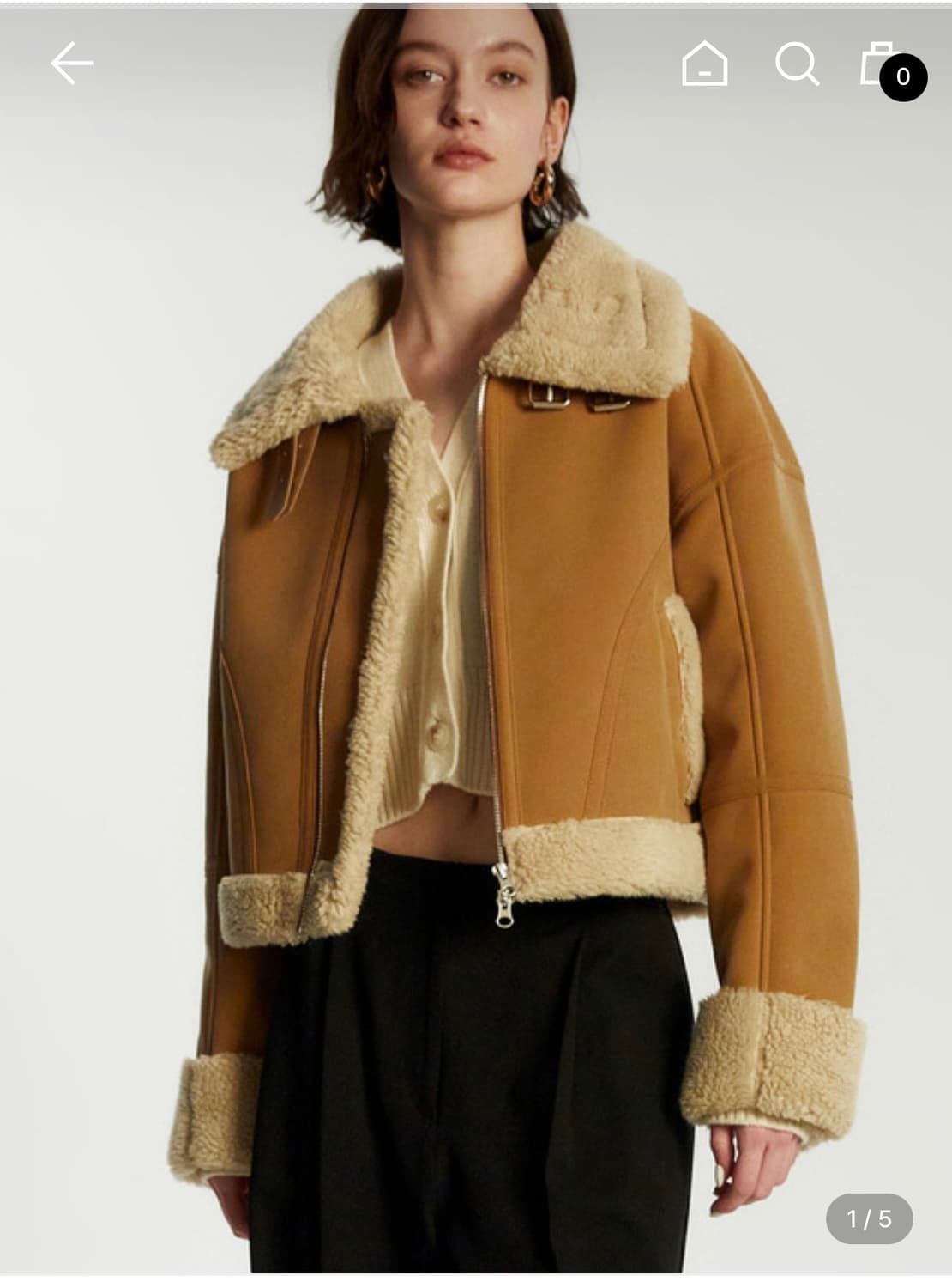 리메크 무스탕 베이지 Wide Collar Shearling Jacket 상품이미지1