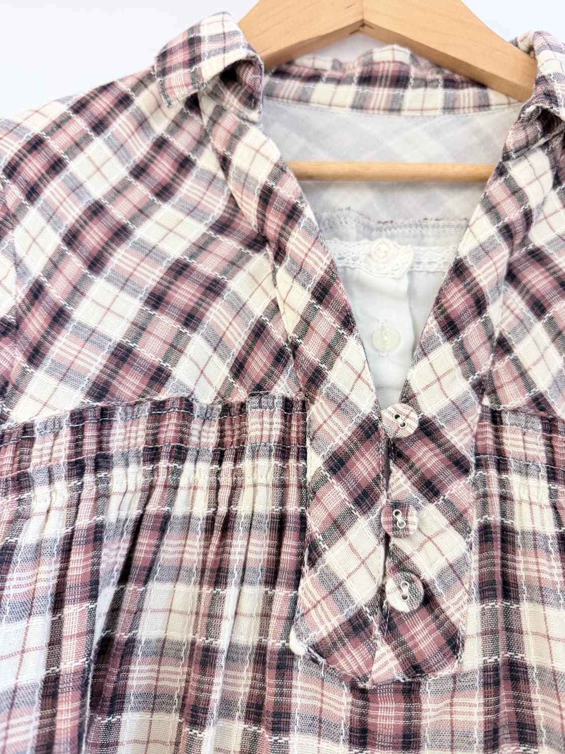 핑크 브라운 체크 모리 셔츠 상품이미지2