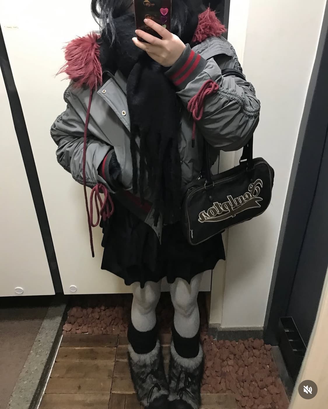 JIKOO 후드 퍼 플라잉 패딩 재킷 상품이미지1