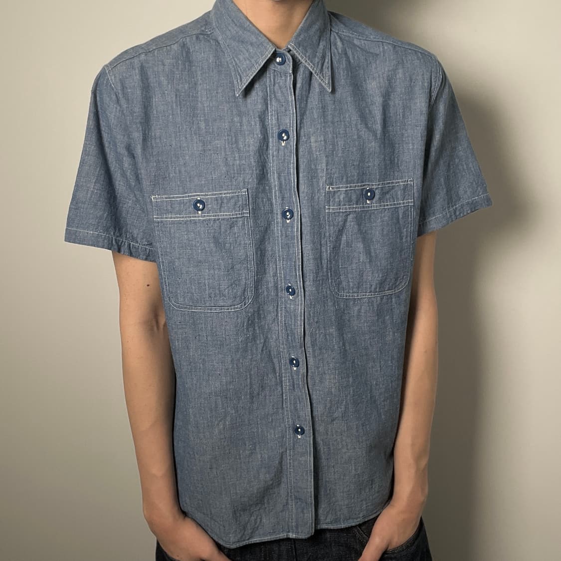 버즈 릭슨 샴브레이 데님 반팔 워크 셔츠 M 상품이미지1