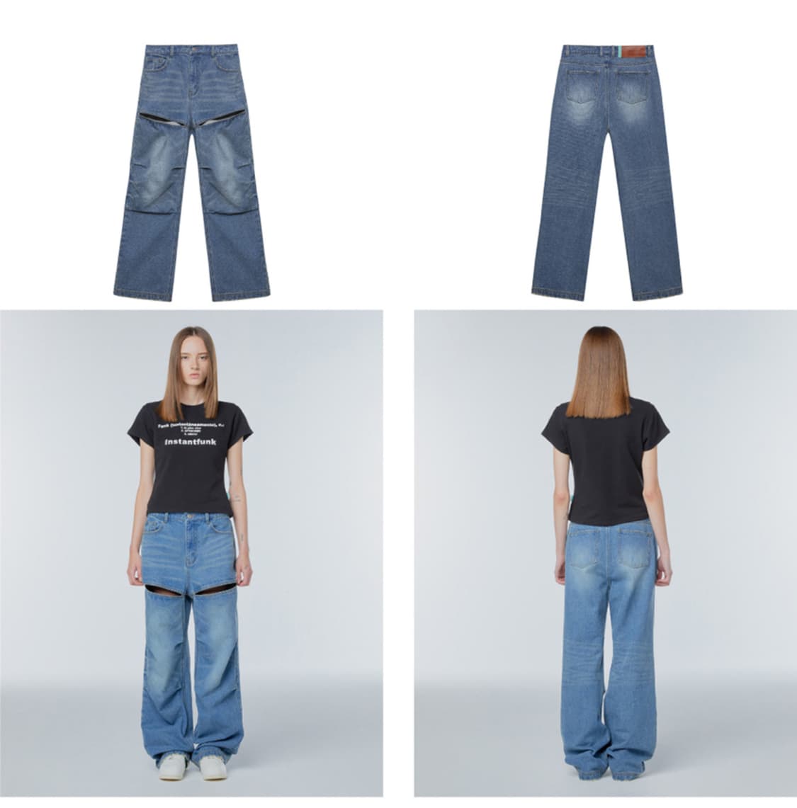 인스턴트펑크 컷팅 데님 팬츠 상품이미지3