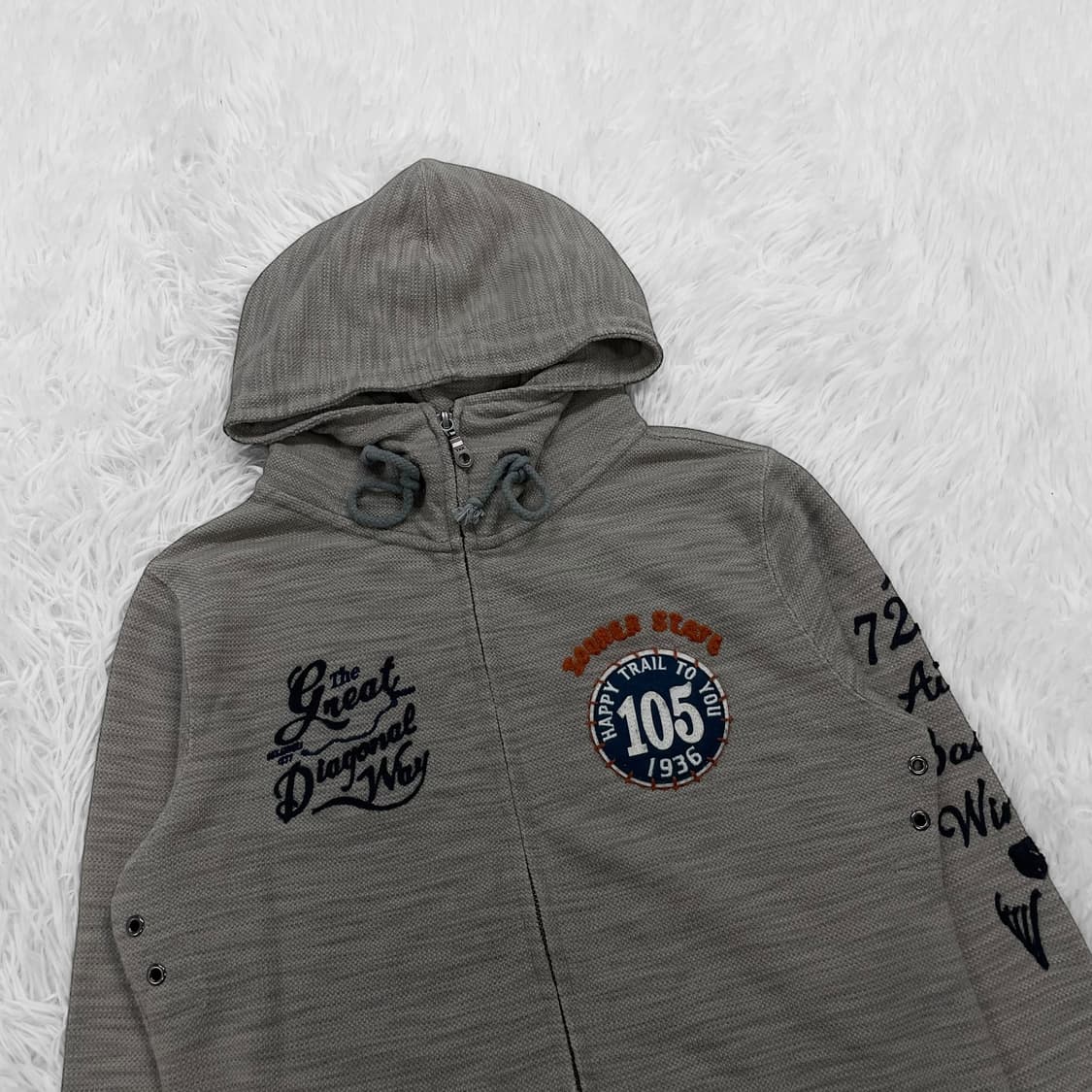 아비렉스 패치 자수 후드집업 그레이 상품이미지3