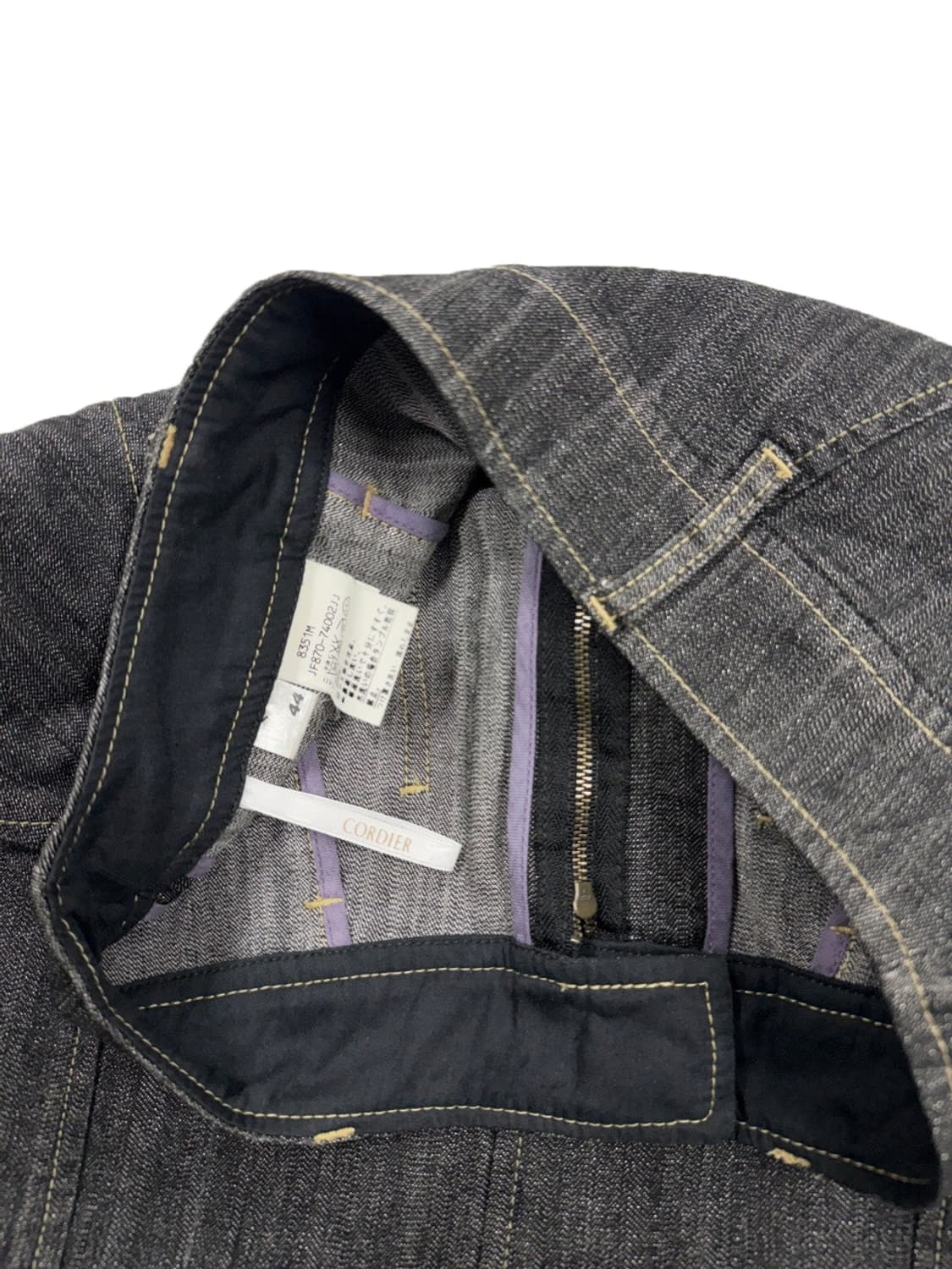 빈티지 CORDIER 블랙 데님 라인 레이스 미디 스커트 상품이미지5