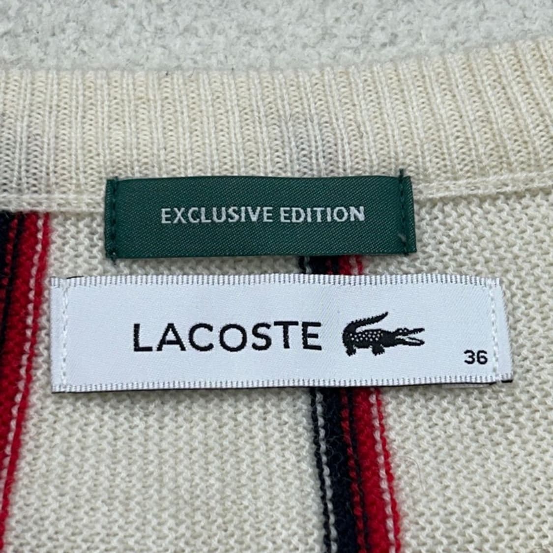 LACOSTEx빔즈 (일본판) 스트라이프 니트가디건 36 상품이미지6
