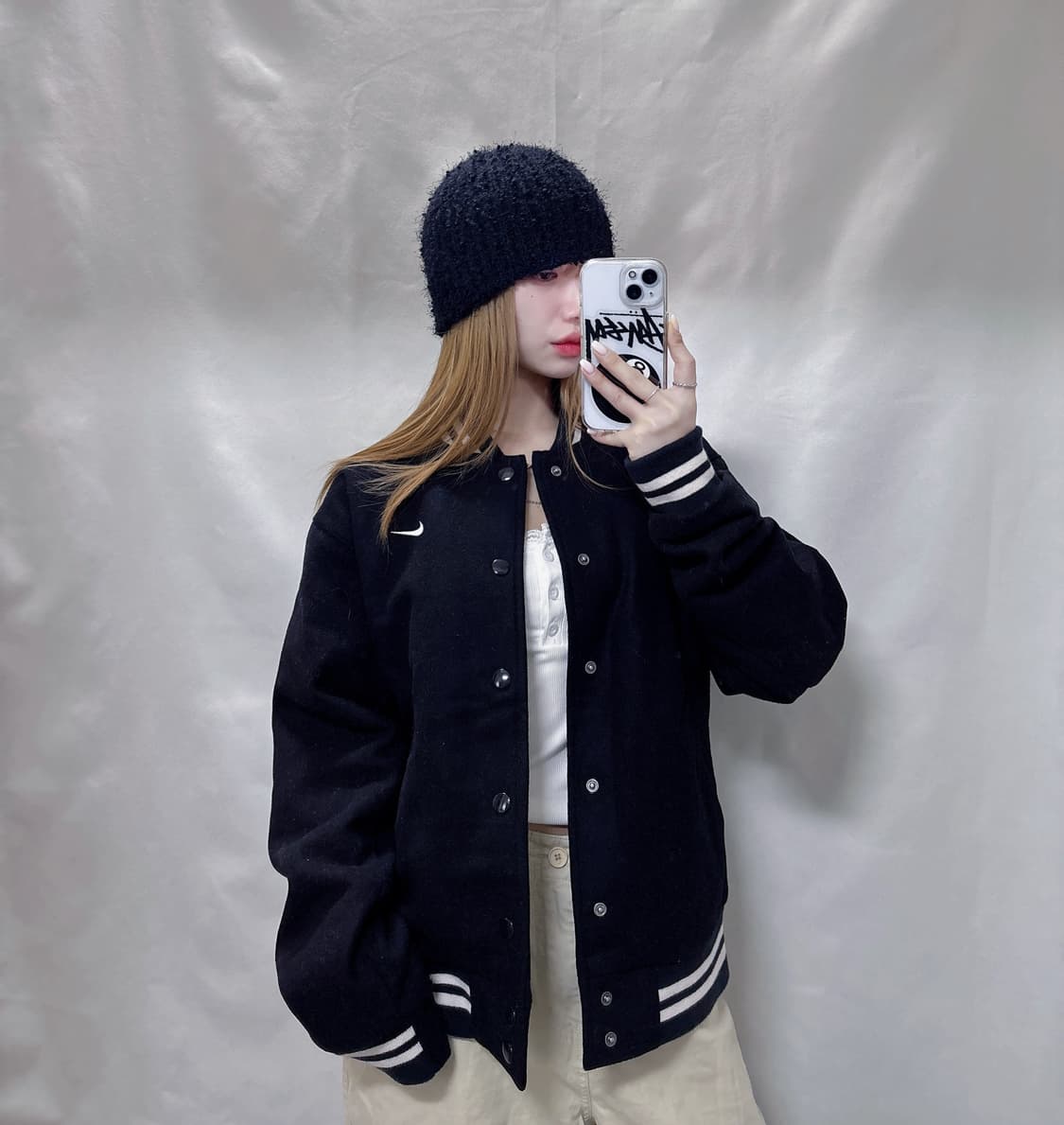 나이키 블랙 울 스우시 바시티 자켓  상품이미지1