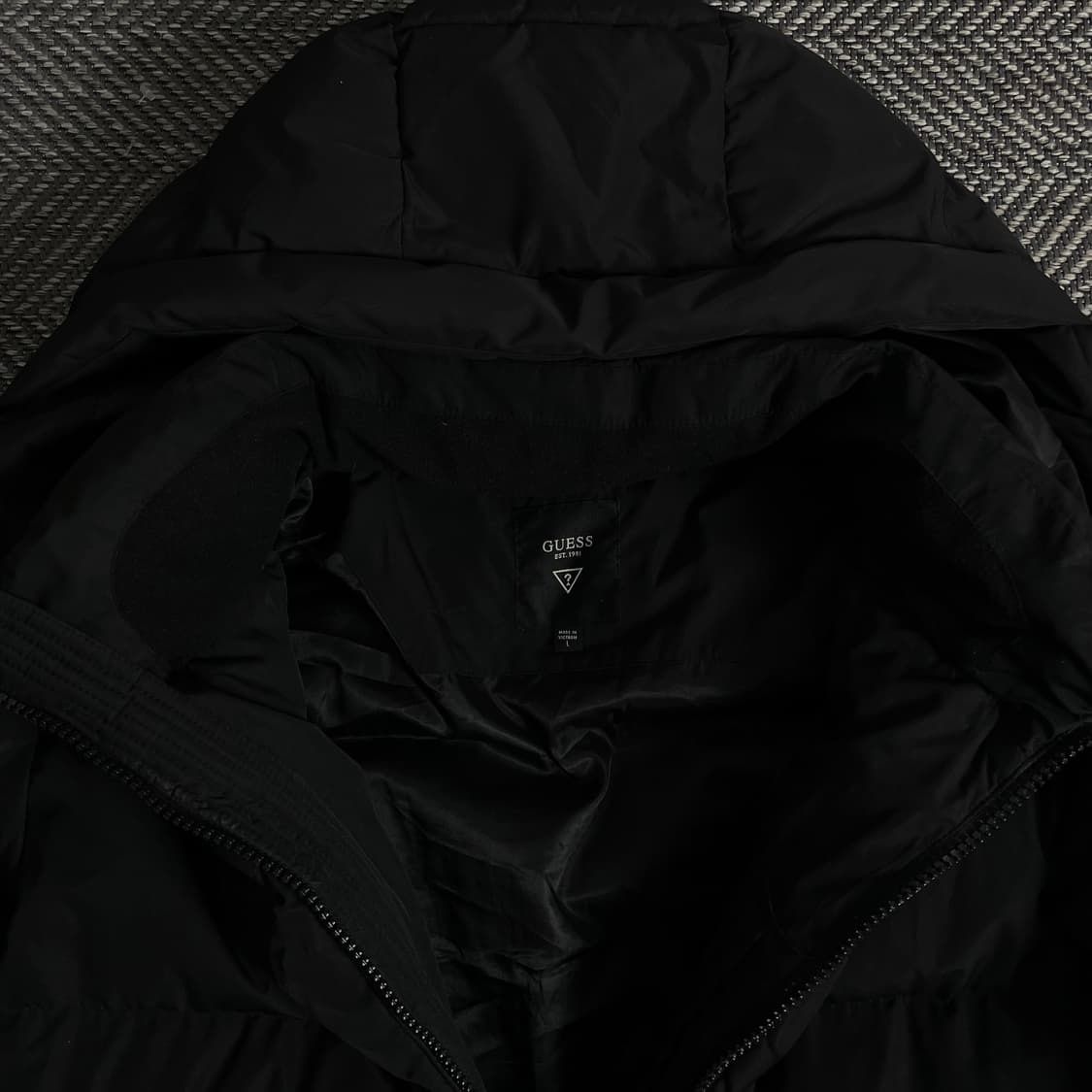 게스 덕다운 후드 롱패딩 블랙  y 3899 상품이미지7