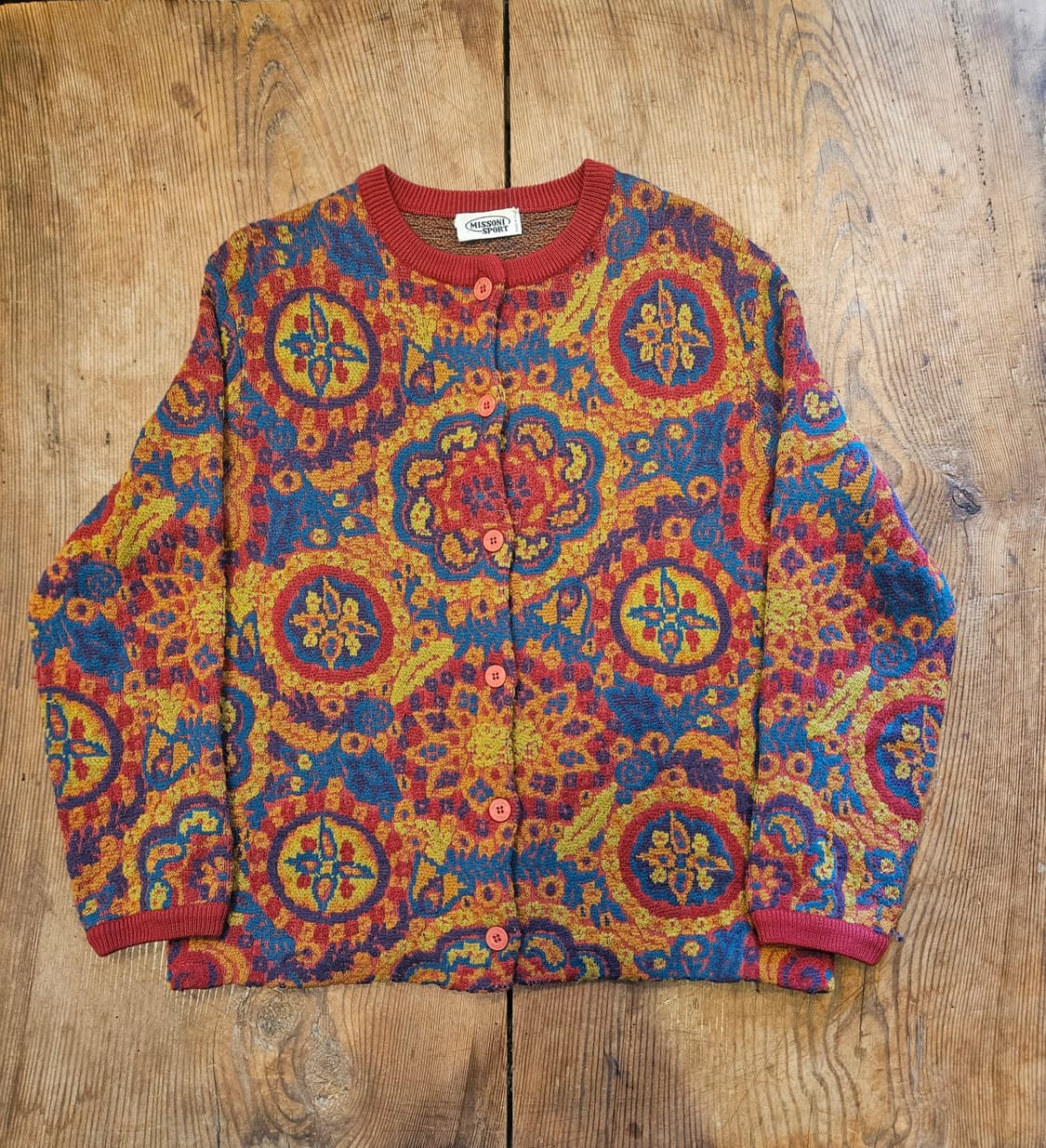 미쏘니 스포츠 아가일 패턴 울니트 가디건 상품이미지1