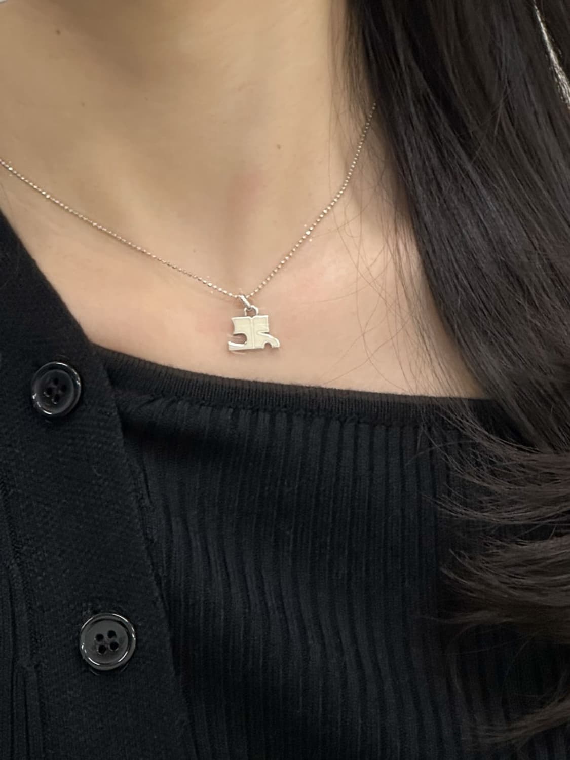 courreges / 꾸레쥬 실버 950 빅로고 목걸이  상품이미지8