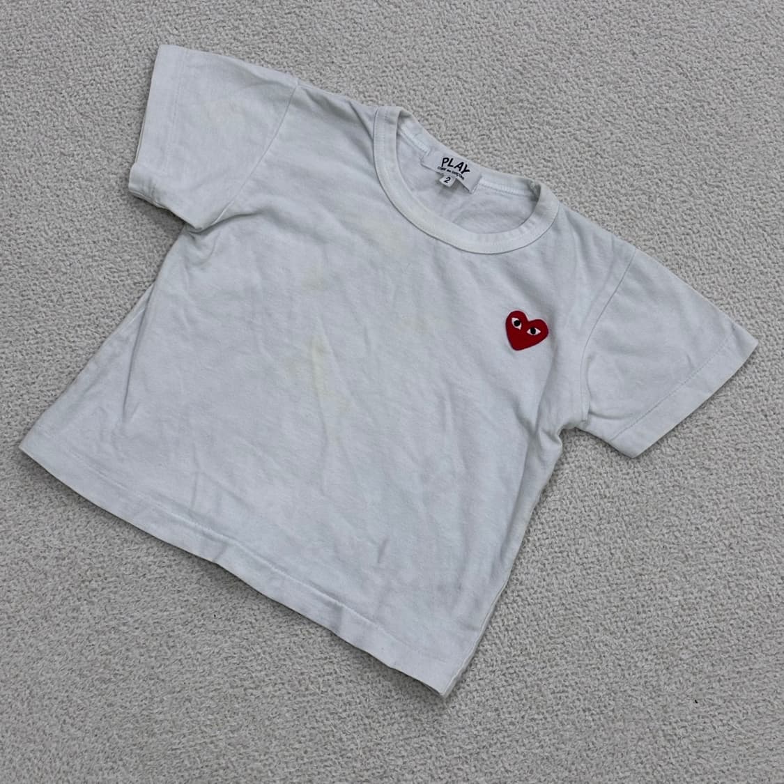 2 빈티지 키즈 하트 패치 반팔 티셔츠 0402E 상품이미지1