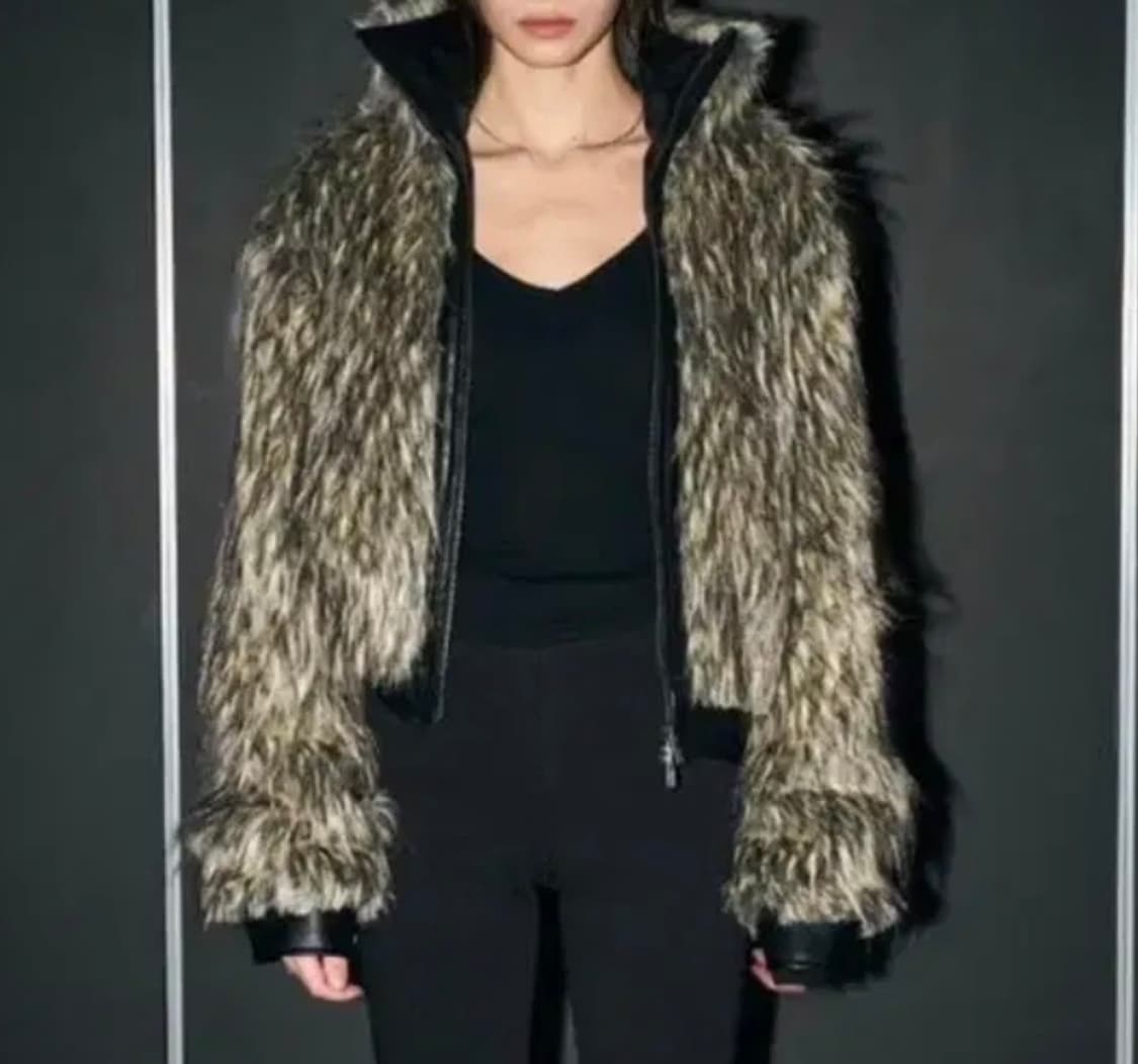 보헤미안서울 하이넥 투웨이 퍼자켓 브라운 상품이미지1