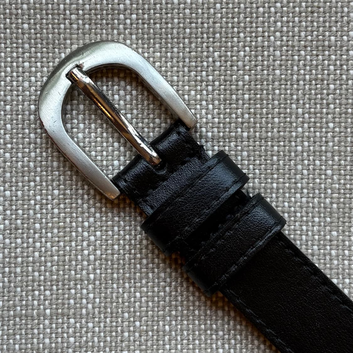 (35-36) ITALY 블랙 레더 다이캐스팅 메탈 버클 벨트 상품이미지5