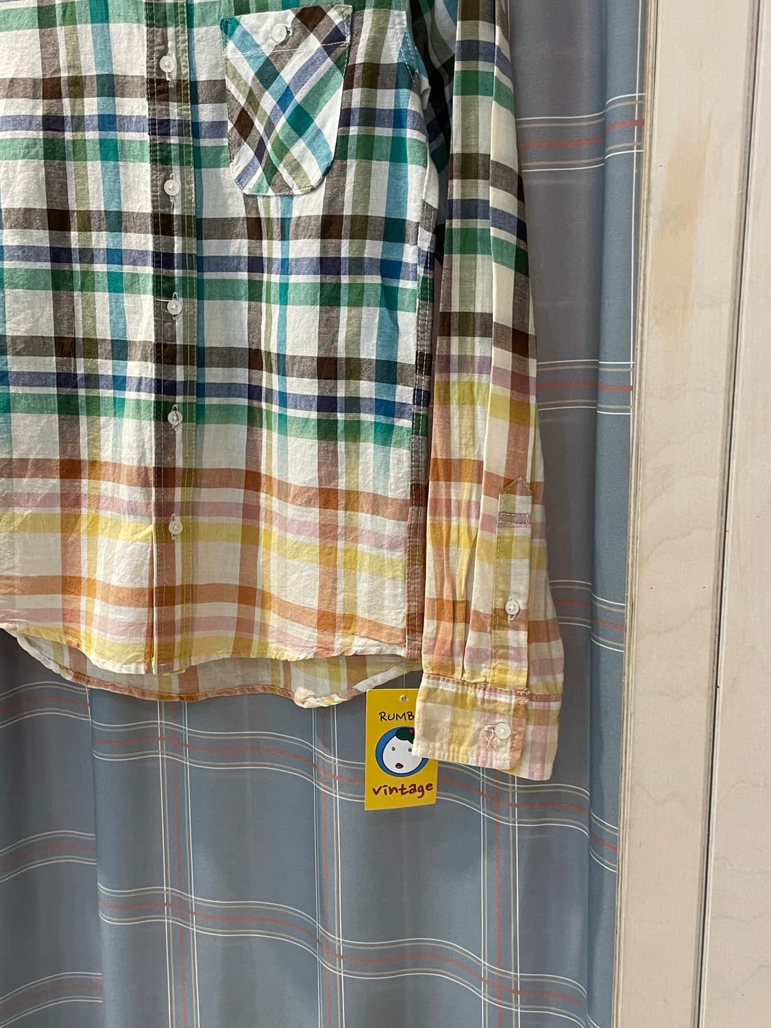 일본빈티지 그라데이션 체크셔츠 상품이미지3