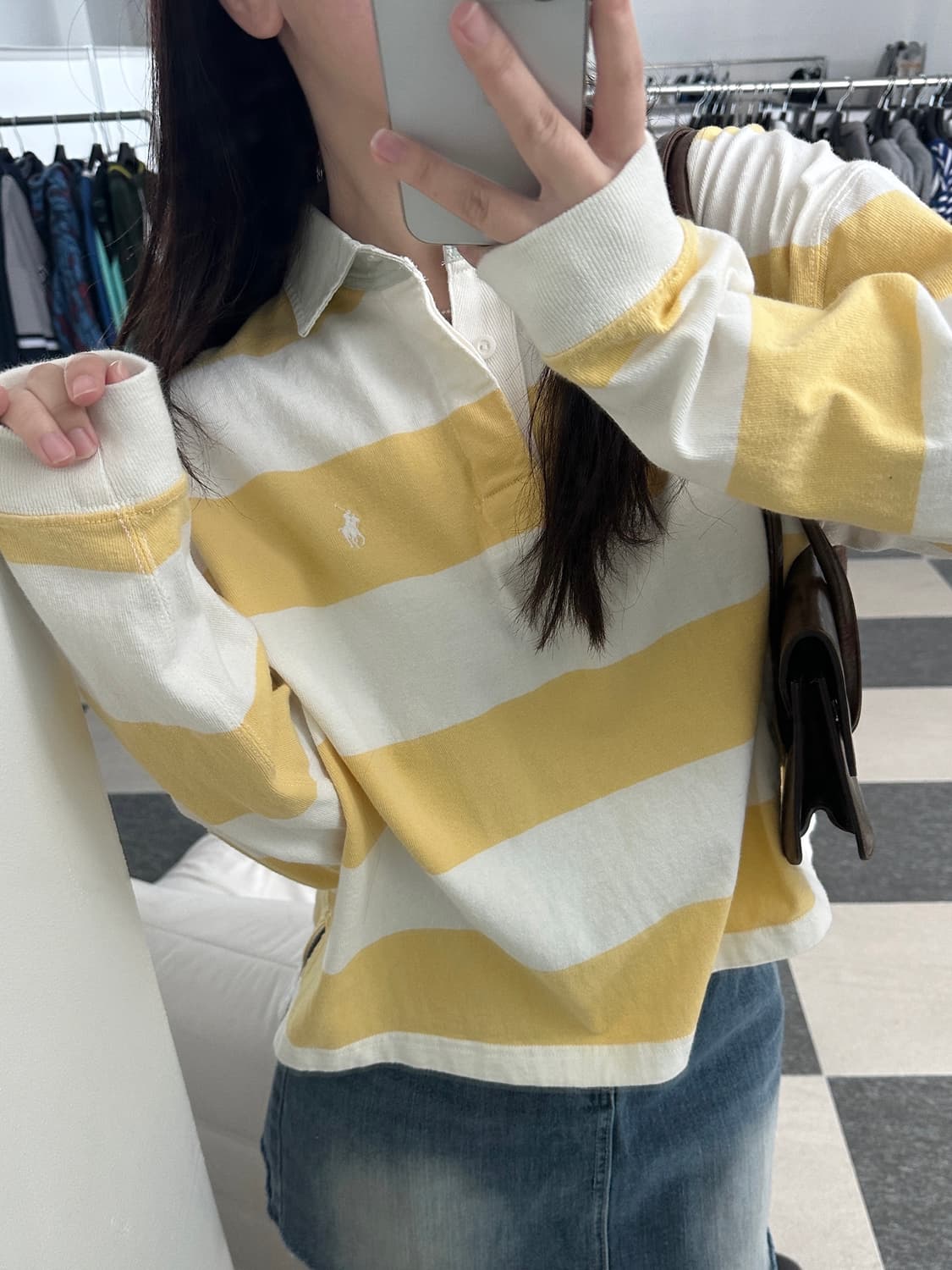 폴로 랄프로렌 스트라이프 크롭 럭비 티셔츠  상품이미지7